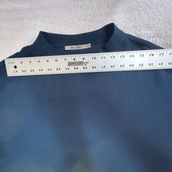 Beau Jours Womens Navy Blue Textured Long Sleeve Pullover Top Large Lightweight - Picture 5 of 7